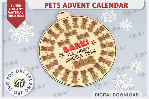 Dog Advent Calendar Laser Cut. Christmas Treat Calendar SVG SVG Evgenyia Guschina 