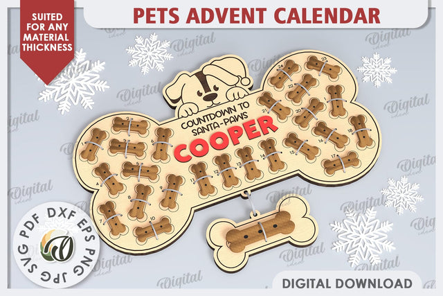 Dog Advent Calendar Laser Cut. Christmas Treat Calendar SVG SVG Evgenyia Guschina 