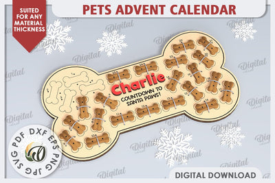 Dog Advent Calendar Laser Cut. Christmas Treat Calendar SVG SVG Evgenyia Guschina 