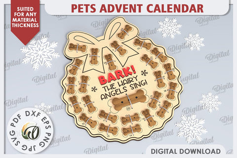 Dog Advent Calendar Laser Cut. Christmas Treat Calendar SVG SVG Evgenyia Guschina 