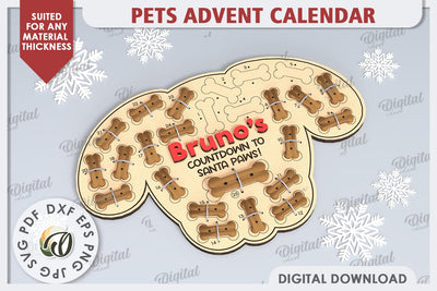 Dog Advent Calendar Laser Cut. Christmas Treat Calendar SVG SVG Evgenyia Guschina 