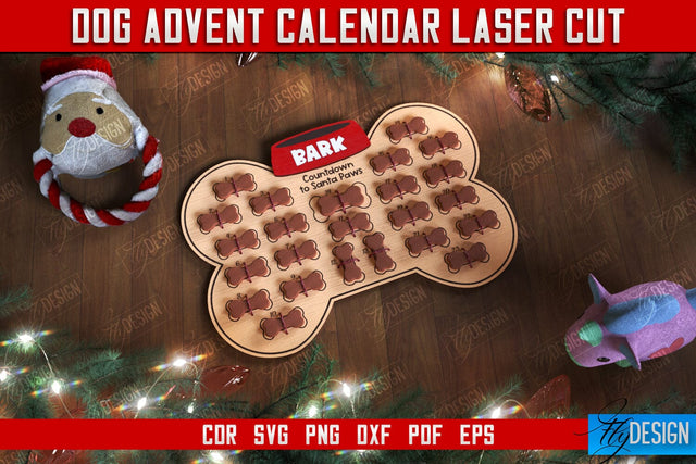 Dog Advent Calendar | Pet Gift | Calendar with Treats | Days Until Christmas | Home Pets | CNC File SVG Fly Design 