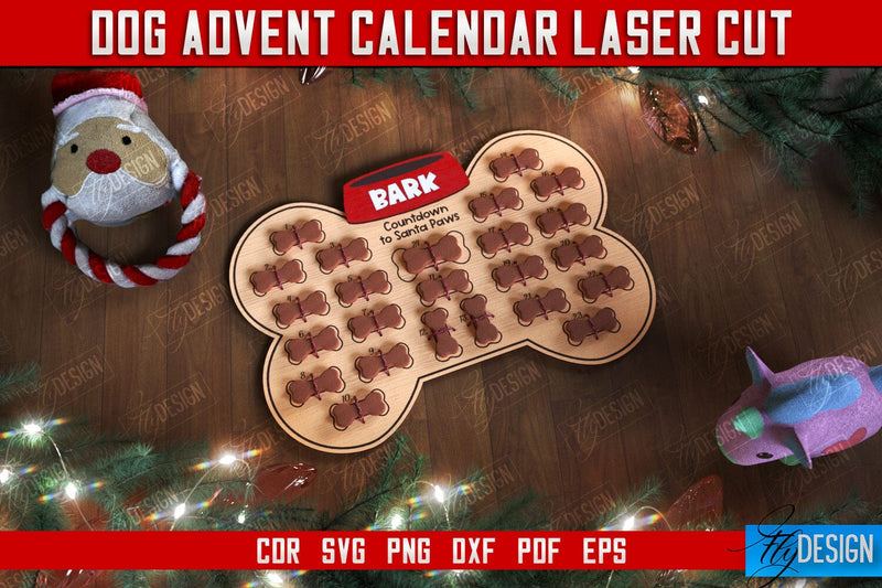 Dog Advent Calendar | Pet Gift | Calendar with Treats | Days Until Christmas | Home Pets | CNC File SVG Fly Design 