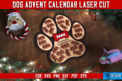 Dog Advent Calendar | Pet Gift | Calendar with Treats | Days Until Christmas | Home Pets | CNC File SVG Fly Design 