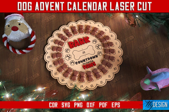 Dog Advent Calendar | Pet Gift | Calendar with Treats | Days Until Christmas | Home Pets | CNC File SVG Fly Design 