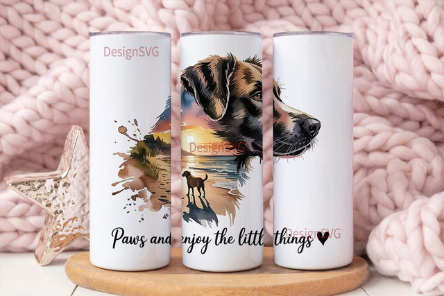 Dog Beach Sunset 20oz Tumbler Wrap Sublimation DesignSVG 