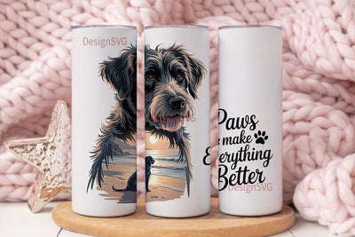 Dog Beach Sunset 20oz Tumbler Wrap Sublimation DesignSVG 