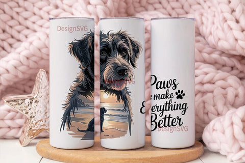 Dog Beach Sunset 20oz Tumbler Wrap Sublimation DesignSVG 