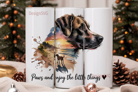 Dog Beach Sunset 20oz Tumbler Wrap Sublimation DesignSVG 