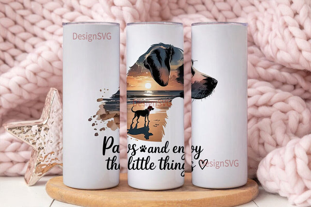 Dog Beach Sunset 20oz Tumbler Wrap Sublimation DesignSVG 