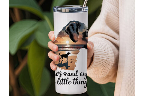 Dog Beach Sunset 20oz Tumbler Wrap Sublimation DesignSVG 
