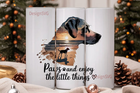 Dog Beach Sunset 20oz Tumbler Wrap Sublimation DesignSVG 