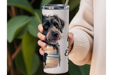 Dog Beach Sunset 20oz Tumbler Wrap Sublimation DesignSVG 