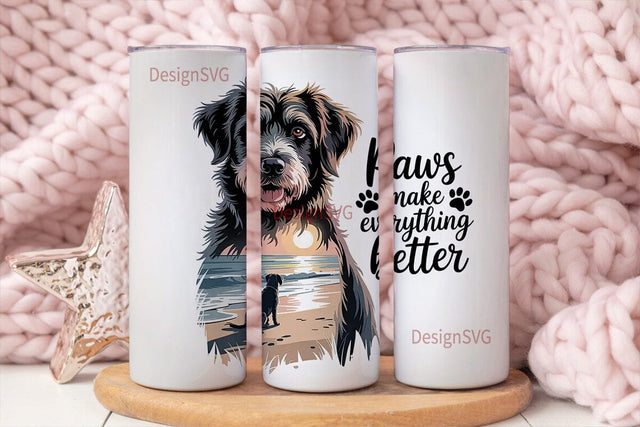 Dog Beach Sunset 20oz Tumbler Wrap Sublimation DesignSVG 