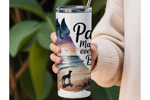 Dog Beach Sunset 20oz Tumbler Wrap Sublimation DesignSVG 