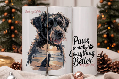 Dog Beach Sunset 20oz Tumbler Wrap Sublimation DesignSVG 