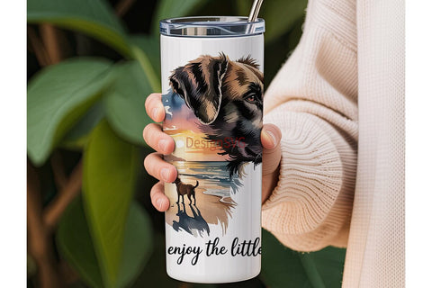 Dog Beach Sunset 20oz Tumbler Wrap Sublimation DesignSVG 