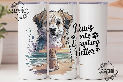Dog Beach Sunset 20oz Tumbler Wrap Sublimation sassyprint 