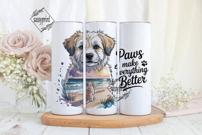 Dog Beach Sunset 20oz Tumbler Wrap Sublimation sassyprint 