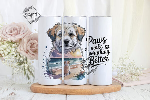 Dog Beach Sunset 20oz Tumbler Wrap Sublimation sassyprint 