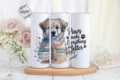 Dog Beach Sunset 20oz Tumbler Wrap Sublimation sassyprint 