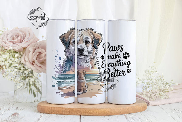 Dog Beach Sunset 20oz Tumbler Wrap Sublimation sassyprint 