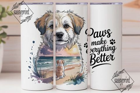 Dog Beach Sunset 20oz Tumbler Wrap Sublimation sassyprint 