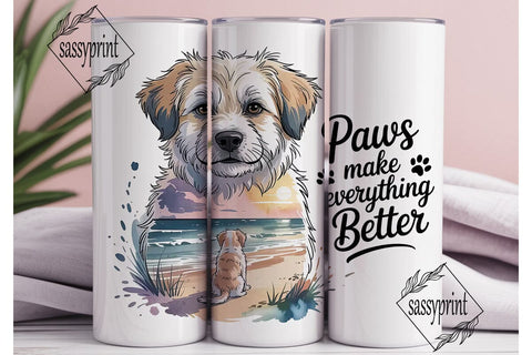 Dog Beach Sunset 20oz Tumbler Wrap Sublimation sassyprint 