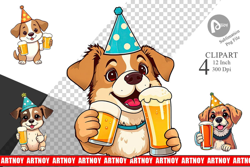 Dog Beer Day Clipart Sublimation artnoy 