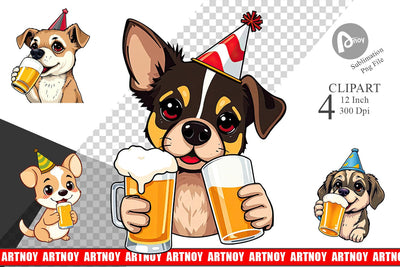 Dog Beer Day Clipart Sublimation artnoy 