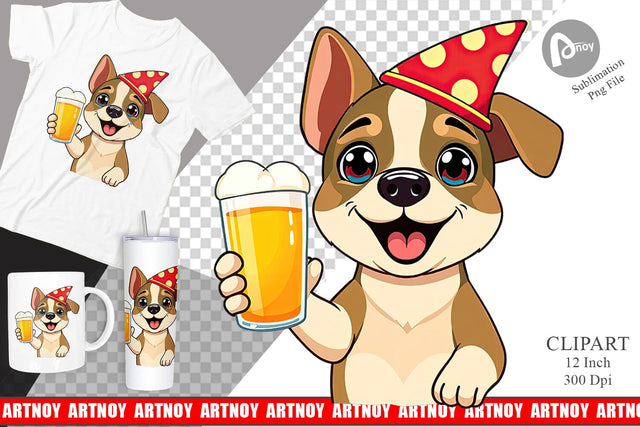 Dog Beer Day Clipart Sublimation artnoy 
