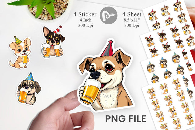 Dog Beer Day Sticker Sublimation artnoy 