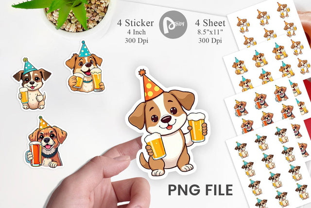 Dog Beer Day Sticker Sublimation artnoy 