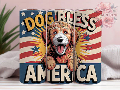 Dog Bless America 20oz Tumbler, Golden Doodle Wrap, Patriotic USA Design, American Flag Sublimation, Independence Day Wrap, 20oz Tumbler Design, PNG Tumbler Wrap Sublimation Li Zamperini 
