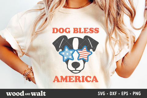Dog Bless America SVG | 4th Of July PNG | American Dog Mom Design SVG Wood And Walt 
