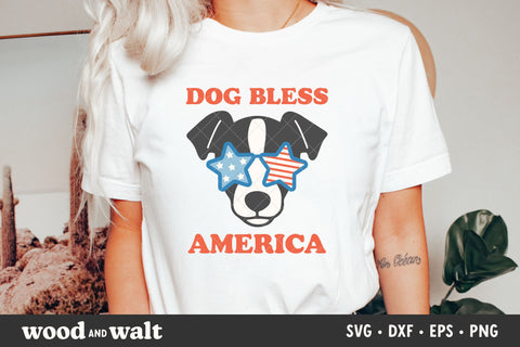 Dog Bless America SVG | 4th Of July PNG | American Dog Mom Design SVG Wood And Walt 