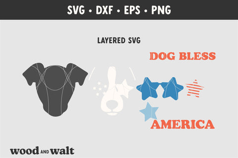 Dog Bless America SVG | 4th Of July PNG | American Dog Mom Design SVG Wood And Walt 