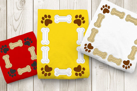 Dog Bone and Paw Frame Applique Embroidery Embroidery/Applique DESIGNS Designed by Geeks 