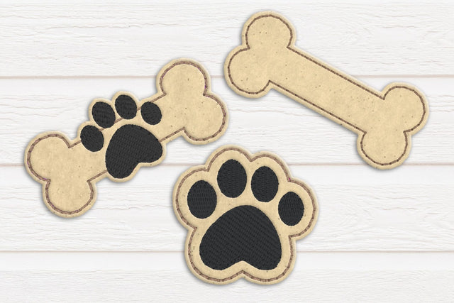 Dog Bone and Paw ITH Feltie Trio Applique Embroidery Embroidery/Applique DESIGNS Designed by Geeks 