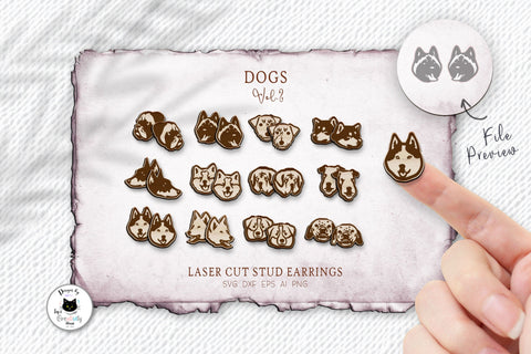 Dog Breed Stud Earrings Laser Cut SVG Ivy's Creativity House 