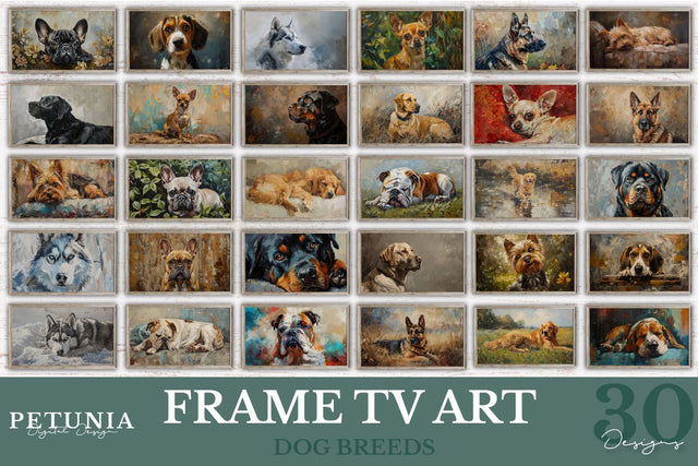 Dog Breeds Frame TV Art | Frame TV Art Set Digital Pattern Petunia Digital Design 