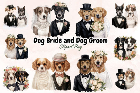 Dog Bride and Dog Groom Sublimation Bundle Sublimation Designangry 