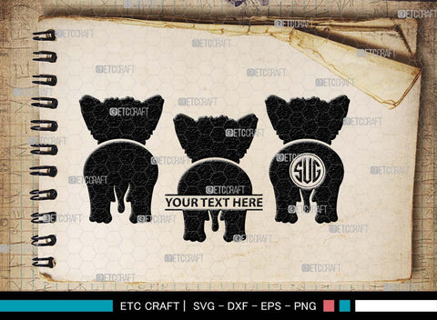 Dog Butt Monogram, Dog Butt Silhouette, Dog Butt SVG, Dog Svg, Dog Lover Svg, Dog Shape Svg, Animal Svg, Puppy Svg, Pet Paw Svg, SB00578 SVG ETC Craft 