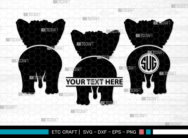 Dog Butt Monogram, Dog Butt Silhouette, Dog Butt SVG, Dog Svg, Dog Lover Svg, Dog Shape Svg, Animal Svg, Puppy Svg, Pet Paw Svg, SB00578 SVG ETC Craft 