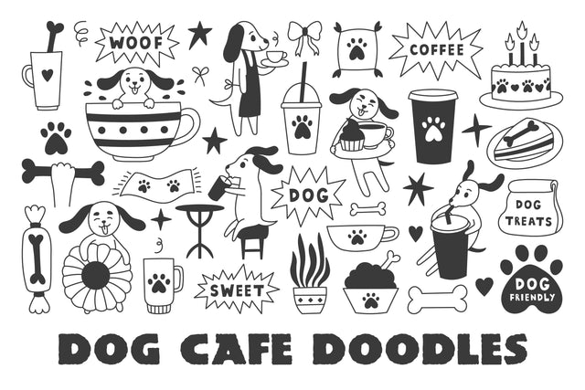 Dog Cafe Doodles PNG Clipart Sublimation Rin Green 