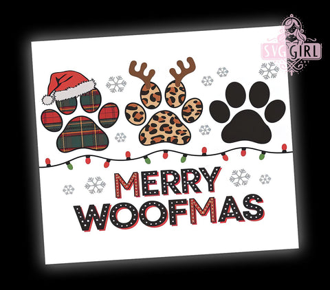 Dog Christmas, Merry Woofmas, 20oz Tumbler, PNG Sublimation, Dog Lover Gift, Holiday Drinkware, Pet Christmas, Tumbler Wrap Sublimation SvggirlplusArt 
