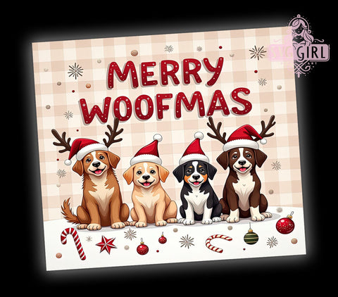 Dog Christmas, Merry Woofmas, 20oz Tumbler, PNG Sublimation, Dog Lover Gift, Holiday Drinkware, Pet Christmas, Tumbler Wrap Sublimation SvggirlplusArt 
