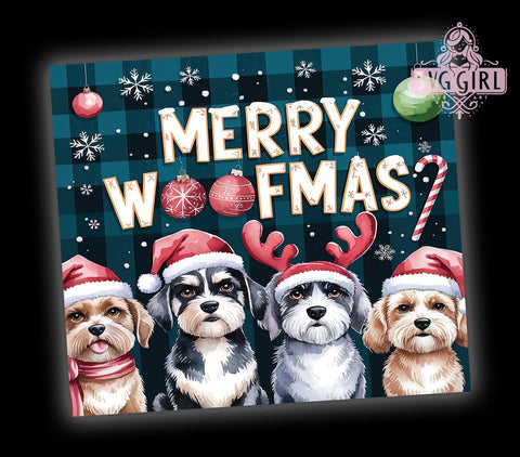 Dog Christmas, Merry Woofmas, 20oz Tumbler, PNG Sublimation, Dog Lover Gift, Holiday Drinkware, Pet Christmas, Tumbler Wrap Sublimation SvggirlplusArt 