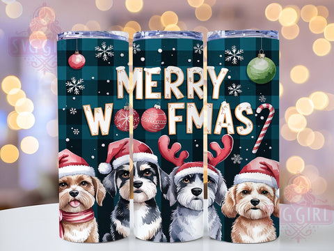 Dog Christmas, Merry Woofmas, 20oz Tumbler, PNG Sublimation, Dog Lover Gift, Holiday Drinkware, Pet Christmas, Tumbler Wrap Sublimation SvggirlplusArt 