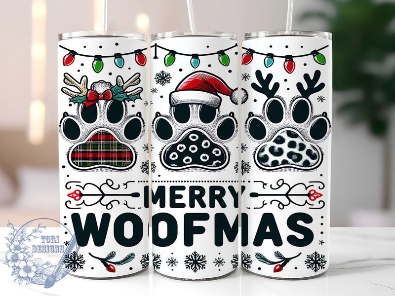 Dog Christmas, Merry Woofmas, 20oz Tumbler, Sublimation Design, Christmas Dog, Pet Lover Gift, Holiday Tumbler, Cute Dog Decor Sublimation ToriDesigns 